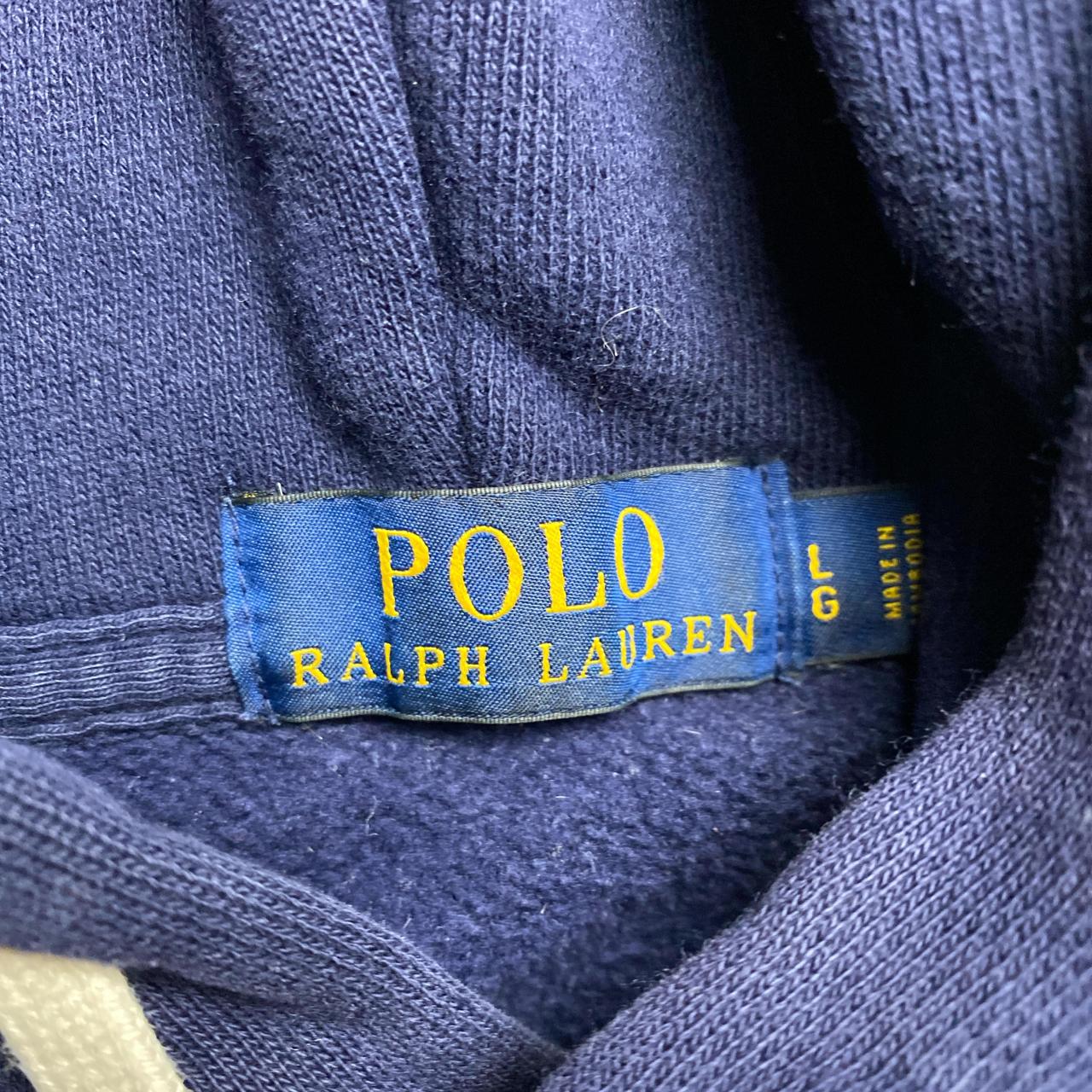 Polo Ralph Lauren Navy and Yellow Pony Pullover Hoodie (L)