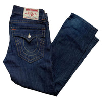 True Religion Ricky Navy and Gold Stitch Straight Baggy Jeans (30W)