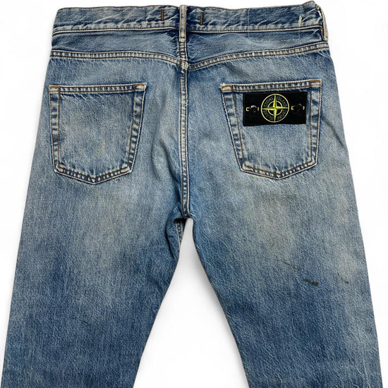 Stone Island Light Blue Distressed Stonewash Jeans (30W)