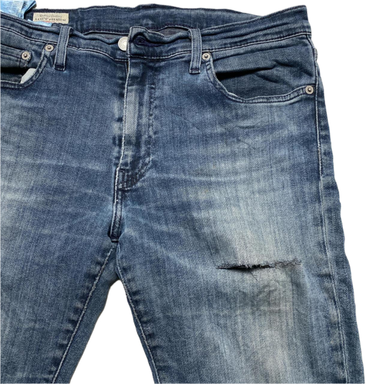 Levis 511 Navy Blue Stonewash Distressed Jeans (32W)