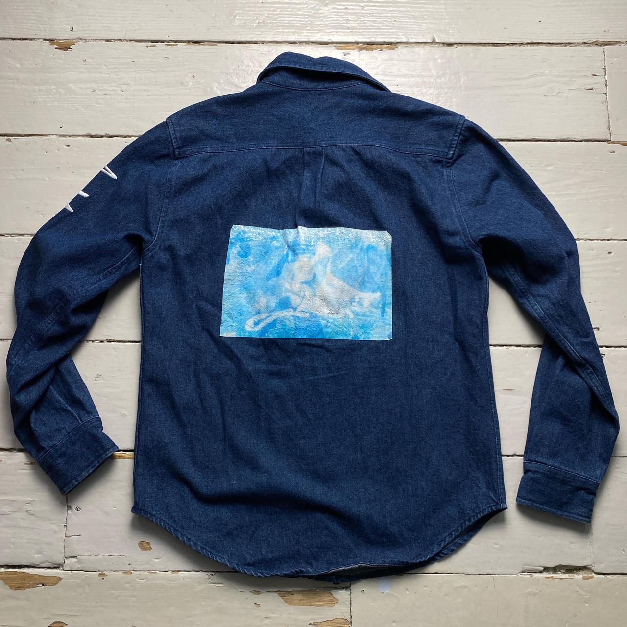 Thames Denim Blue and White Embroidery Long Sleeve Shirt