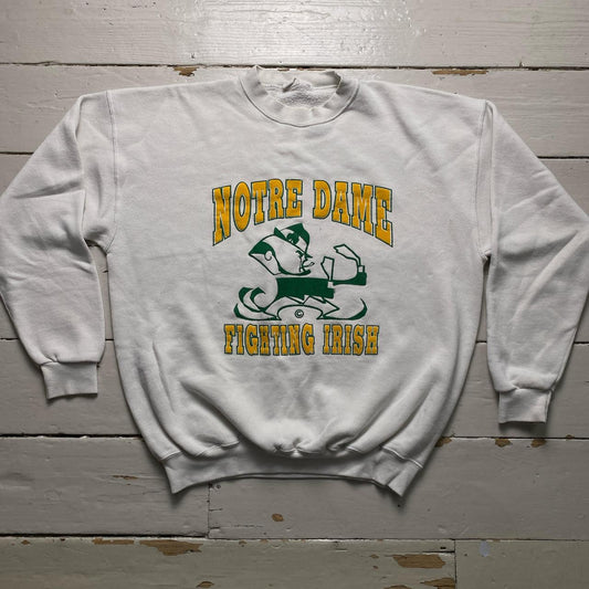 Notre Dame Vintage 90’s Made in USA Jumper White Yellow and Green