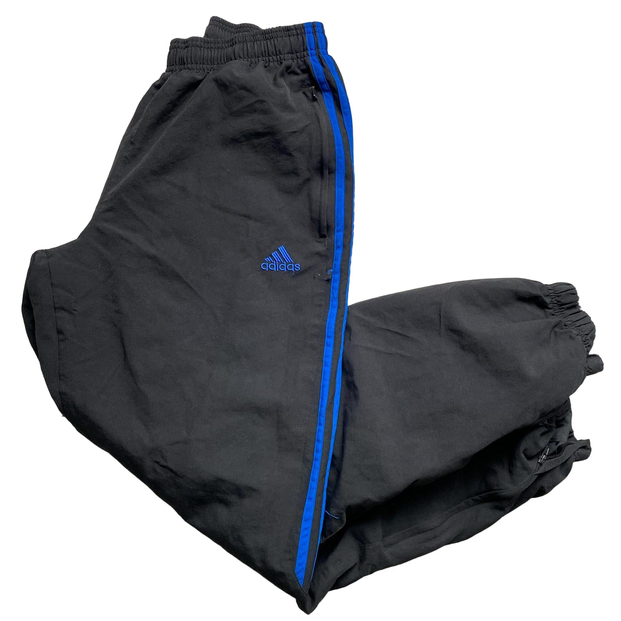 Adidas Blue and Black Baggy Shell Trackpant Bottoms (M)