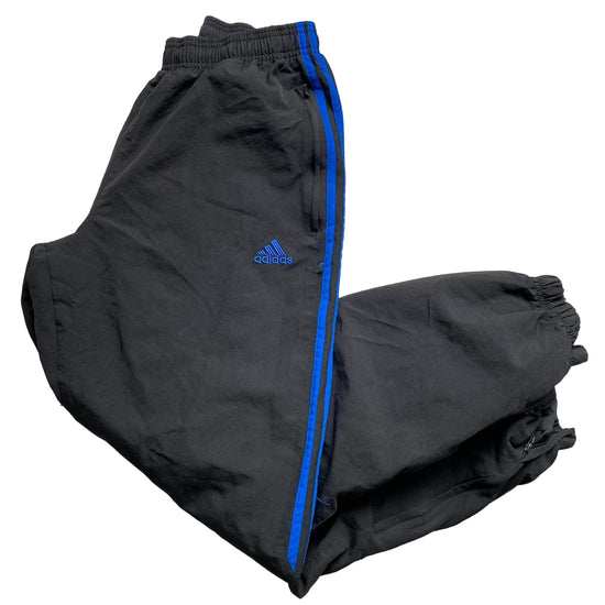 Adidas Blue and Black Baggy Shell Trackpant Bottoms (M)