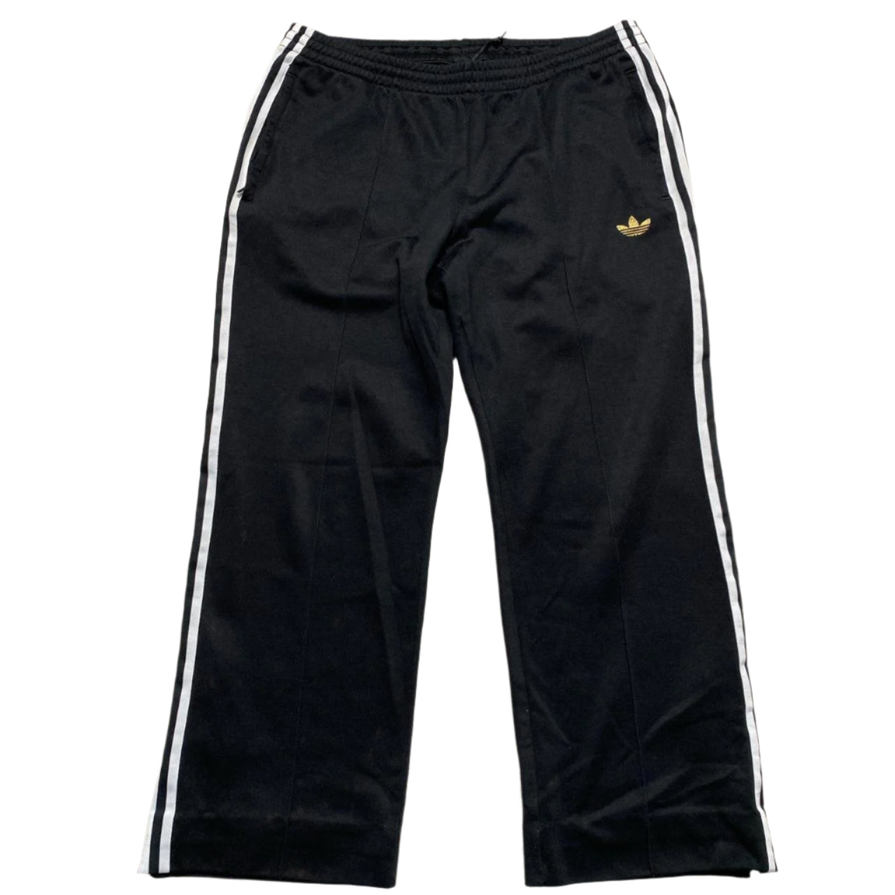 Adidas Originals Black Gold and White Stripe Trackpant Bottoms (L)