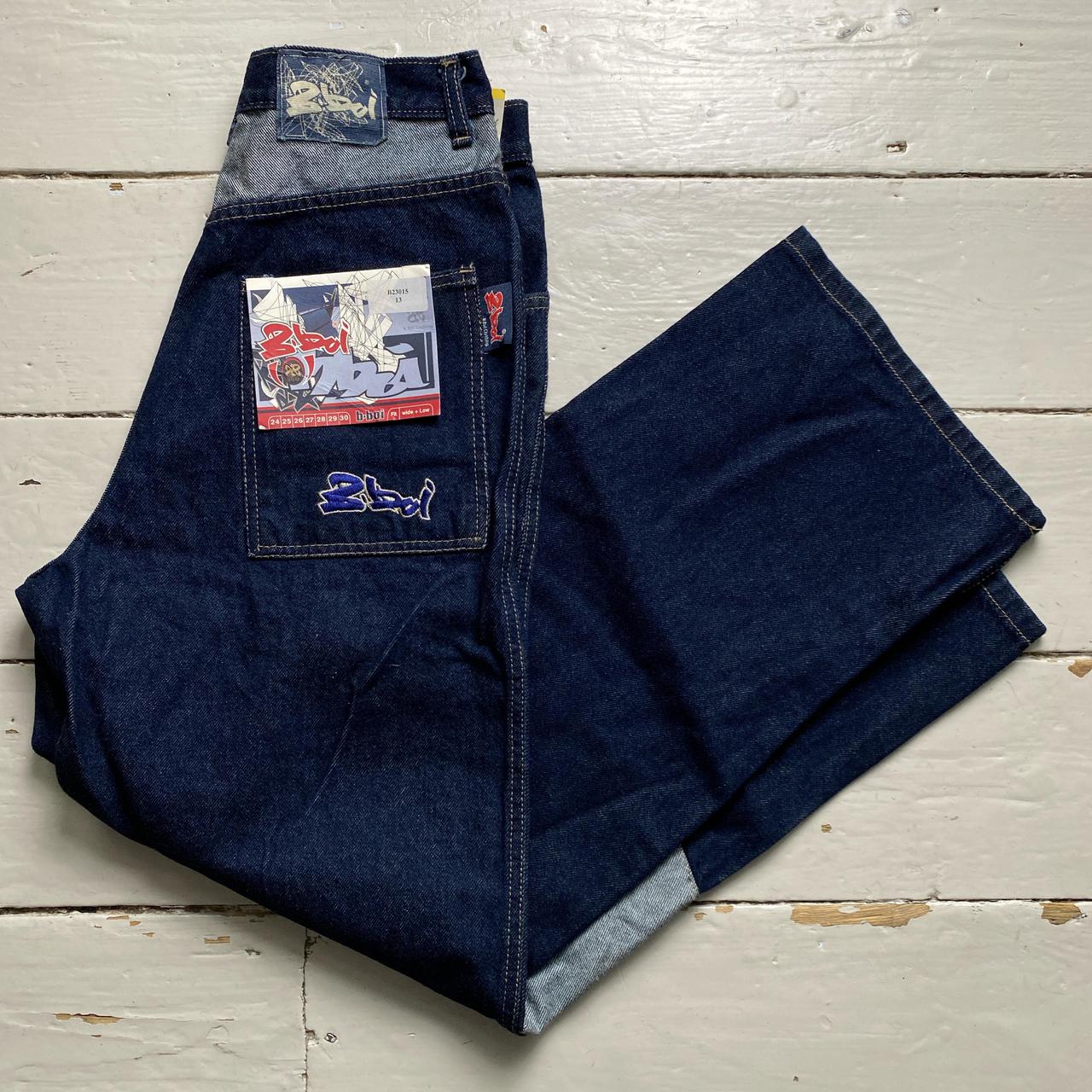 B Boi Vintage Navy Hip Hop 90’s Baggy Embroidered Jeans