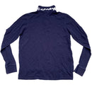 Money Clothing Navy and White Long Sleeve Polo Shirt (M)