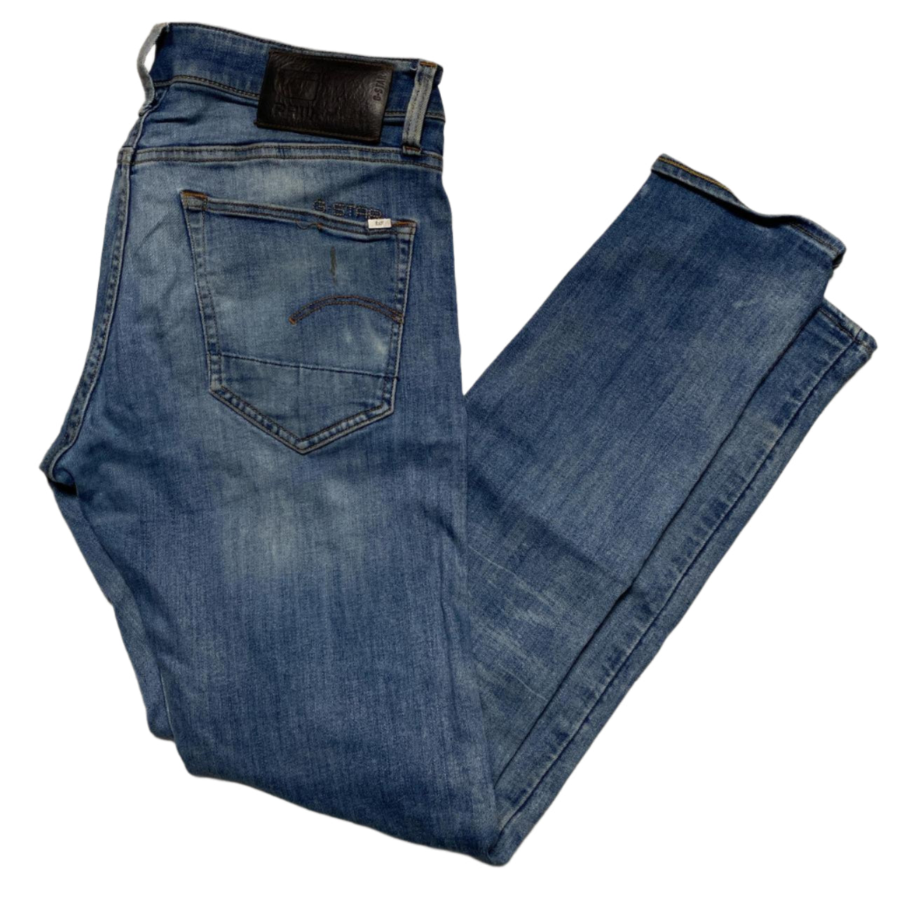 G Star 3301 Distressed Light Blue Slim Jeans (W 29)
