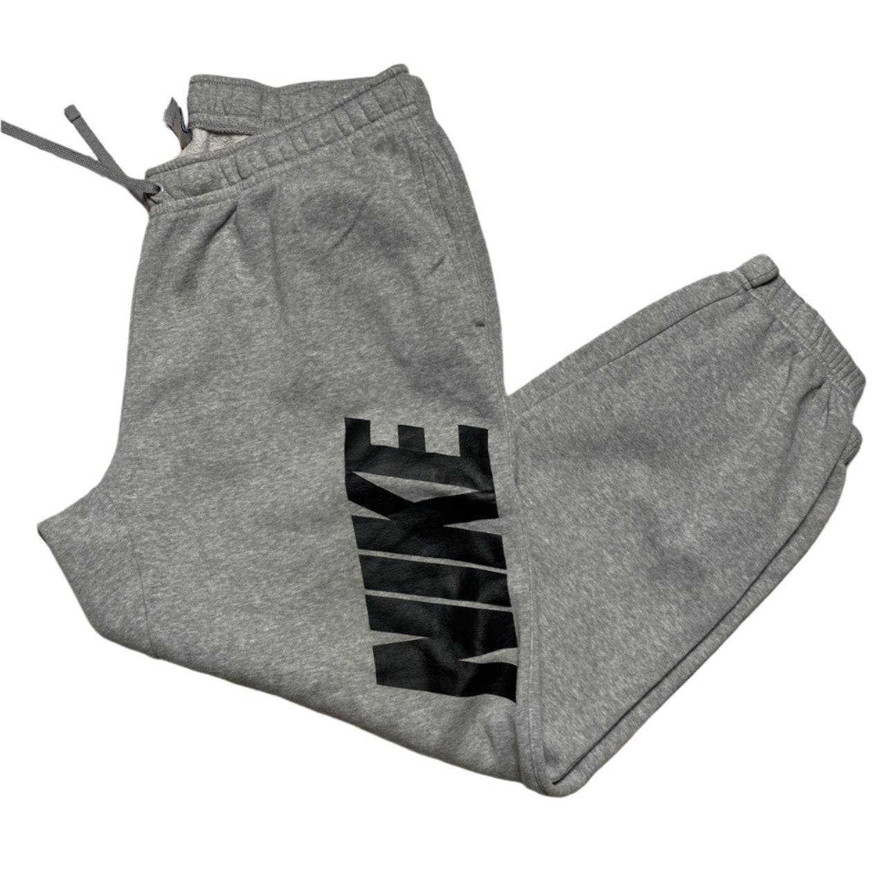 Nike Grey and Black Club Spellout Baggy Joggers (2XL)