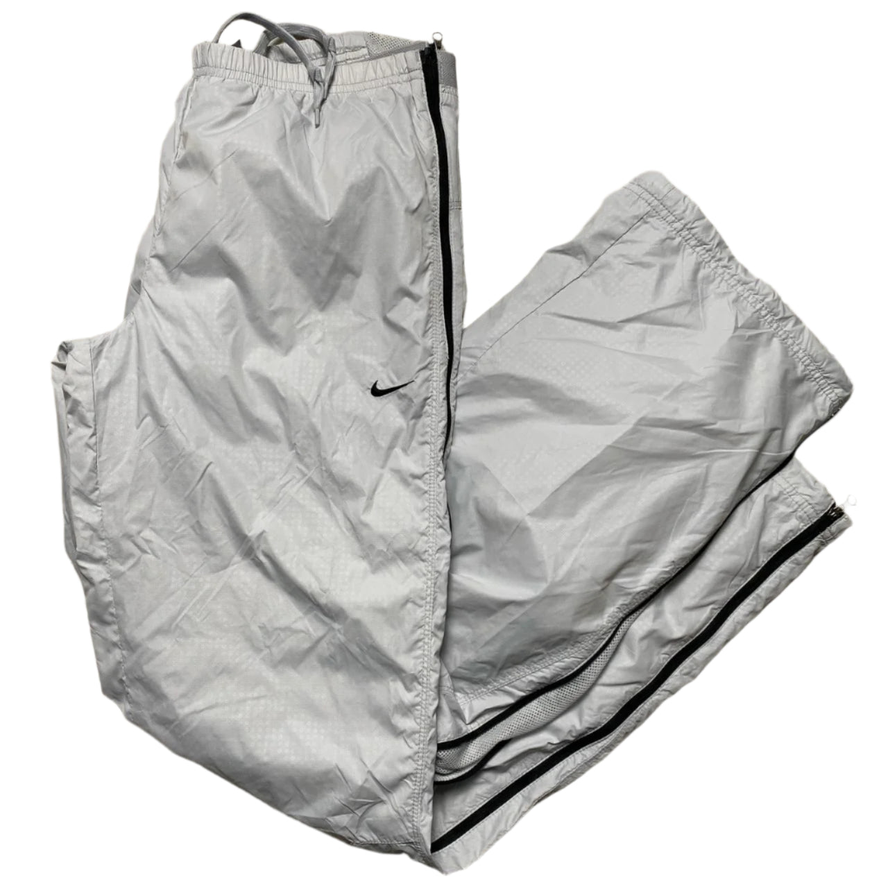 Nike Vintage y2k Shell Trackpant Baggy Bottoms Silver White and Black (S)