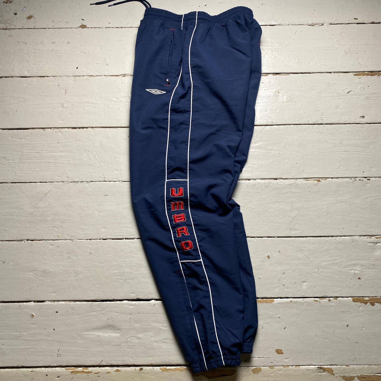 Umbro Vintage Embroidery Spellout Navy White and Red Baggy Trackpant Nylon Shell Bottoms