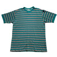 Adidas Equipment Vintage 90’s Green and Cream Striped T Shirt Jersey (XL)
