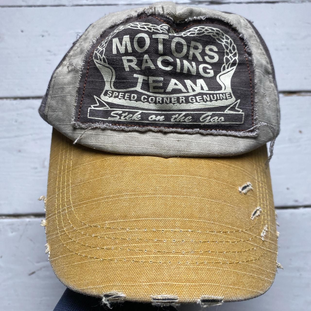 Motors Racing Team Racing Distressed Brown and Tan Cap