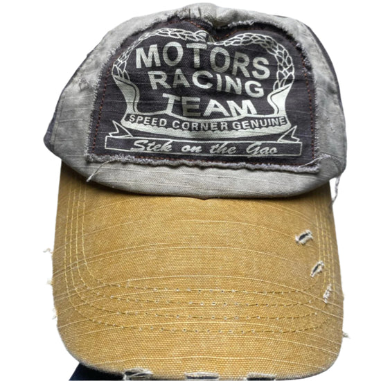 Motors Racing Team Racing Distressed Brown and Tan Cap