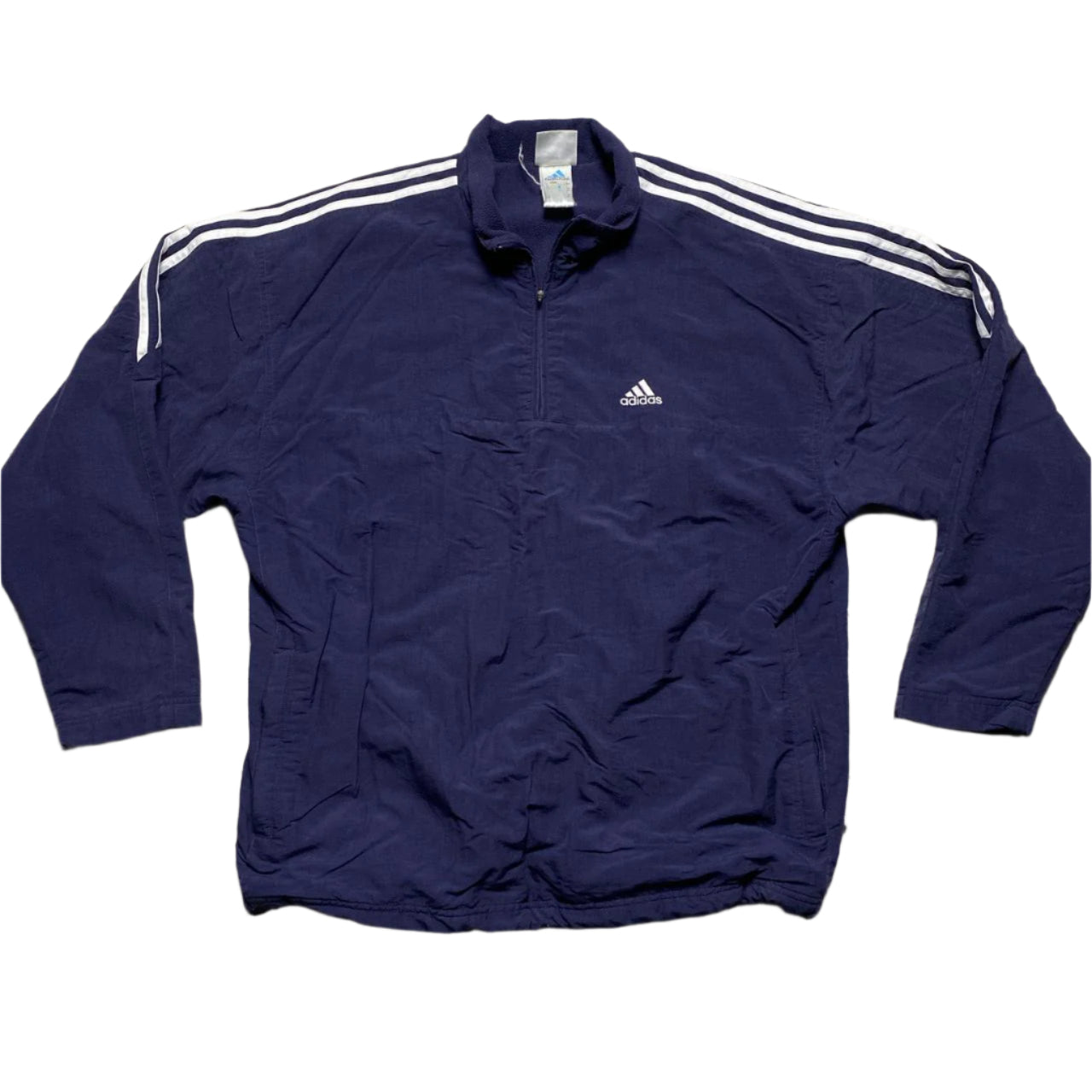 Adidas Vintage Navy and White Quarter Zip Padded Jacket (L)