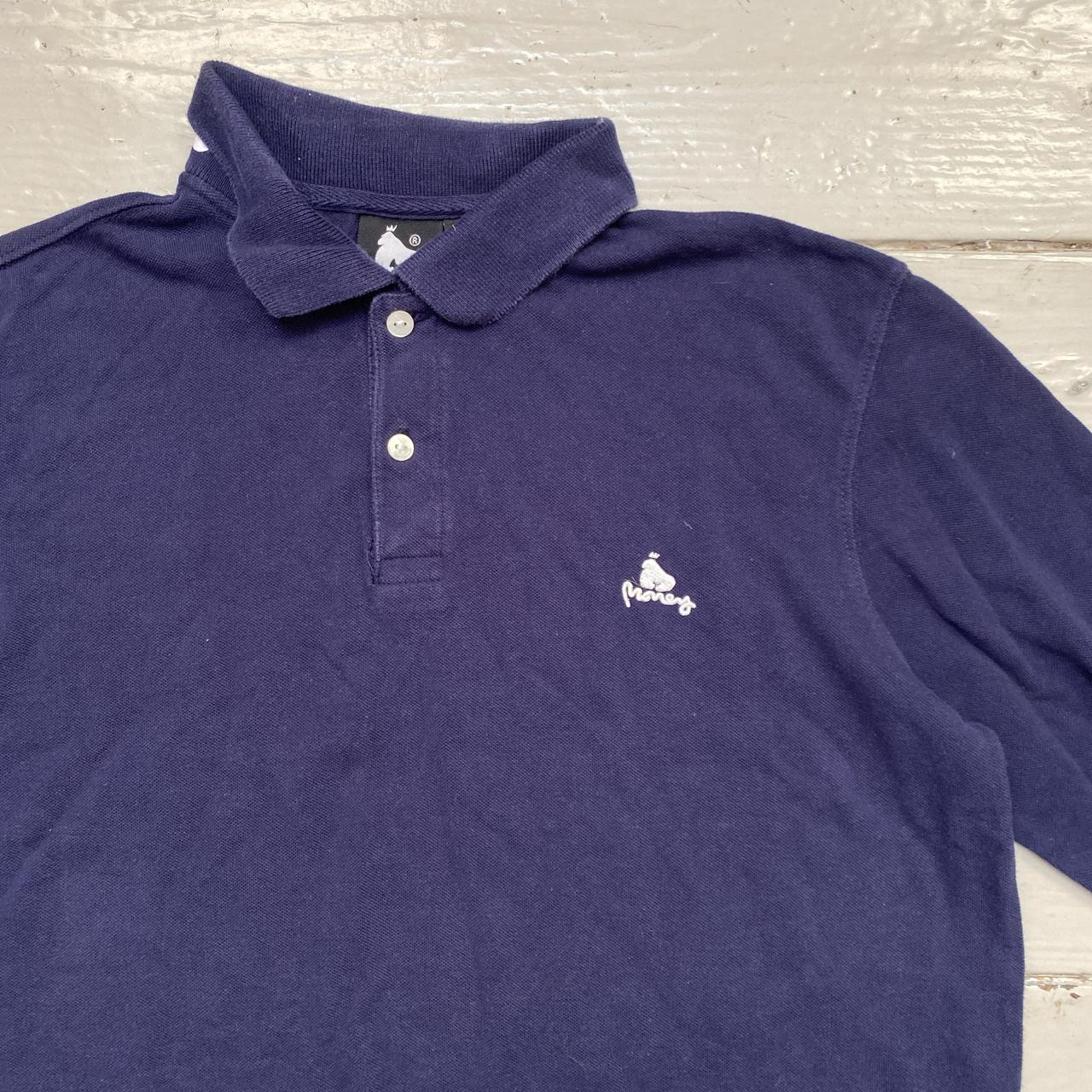 Money Clothing Navy and White Long Sleeve Polo Shirt