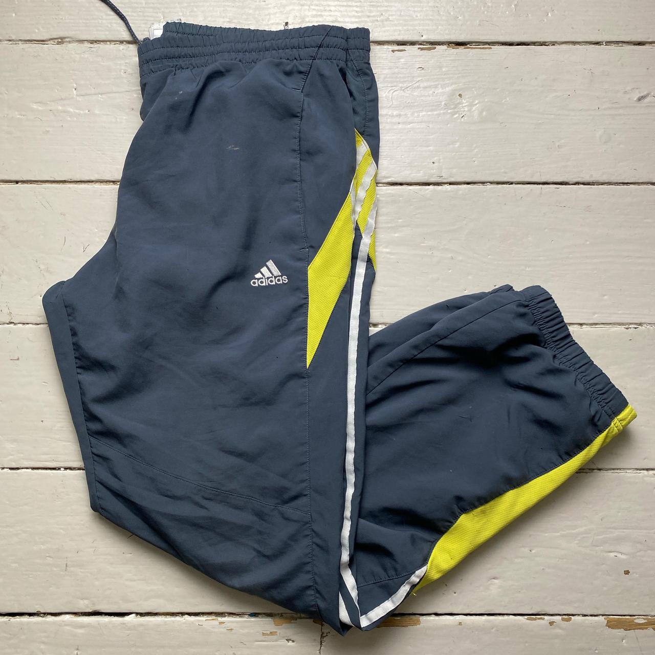 Adidas Vintage Climacool Baggy Grey Yellow and White Shell Trackpant Bottoms