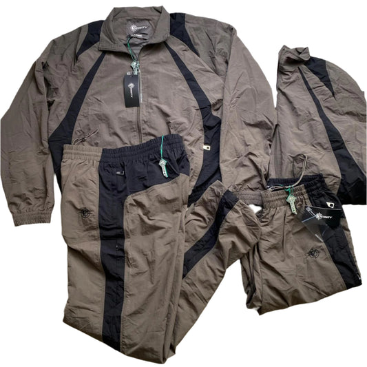 Vicinity Brown and Black Nylon Shell Full Tracksuit (M/L)