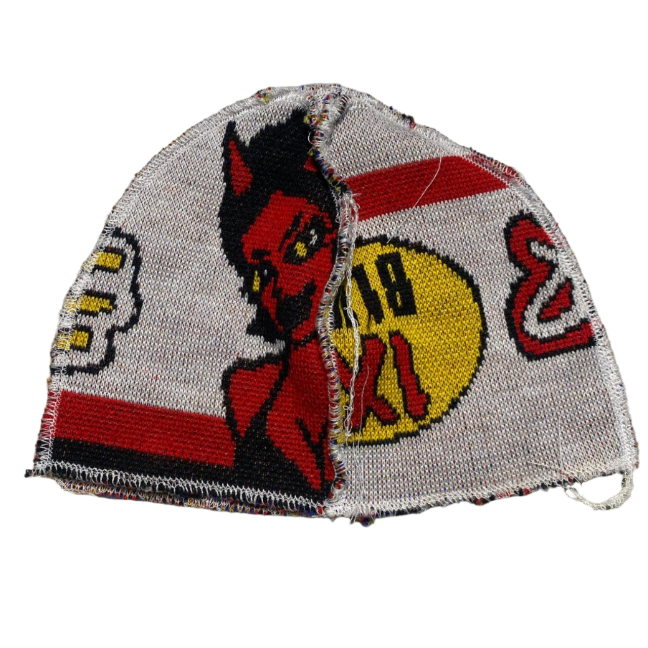 White Red and Black Devil Beanie Hat