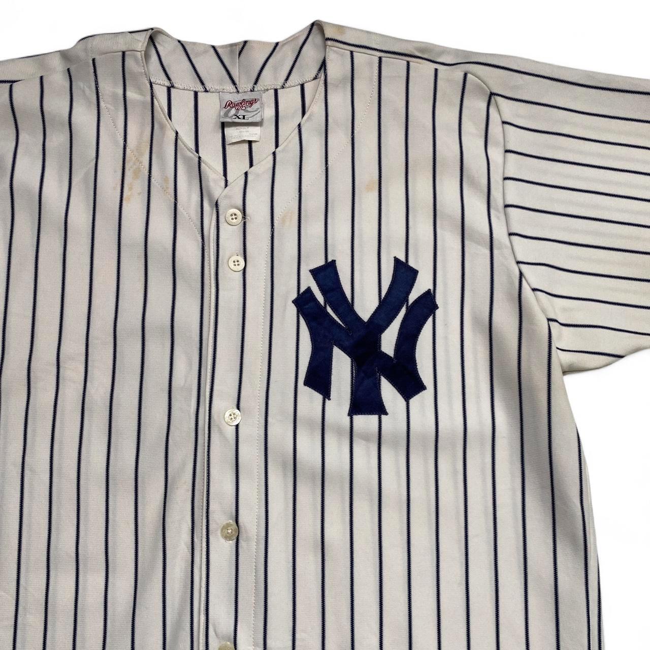 New York Yankees Vintage 90’s y2k White and Navy Pinstripe Baseball Jersey (XL)