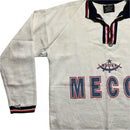 Mecca Vintage 90’s Long Sleeve White Red and Navy Stripe Rugby Jersey Quarter Zip (XL)