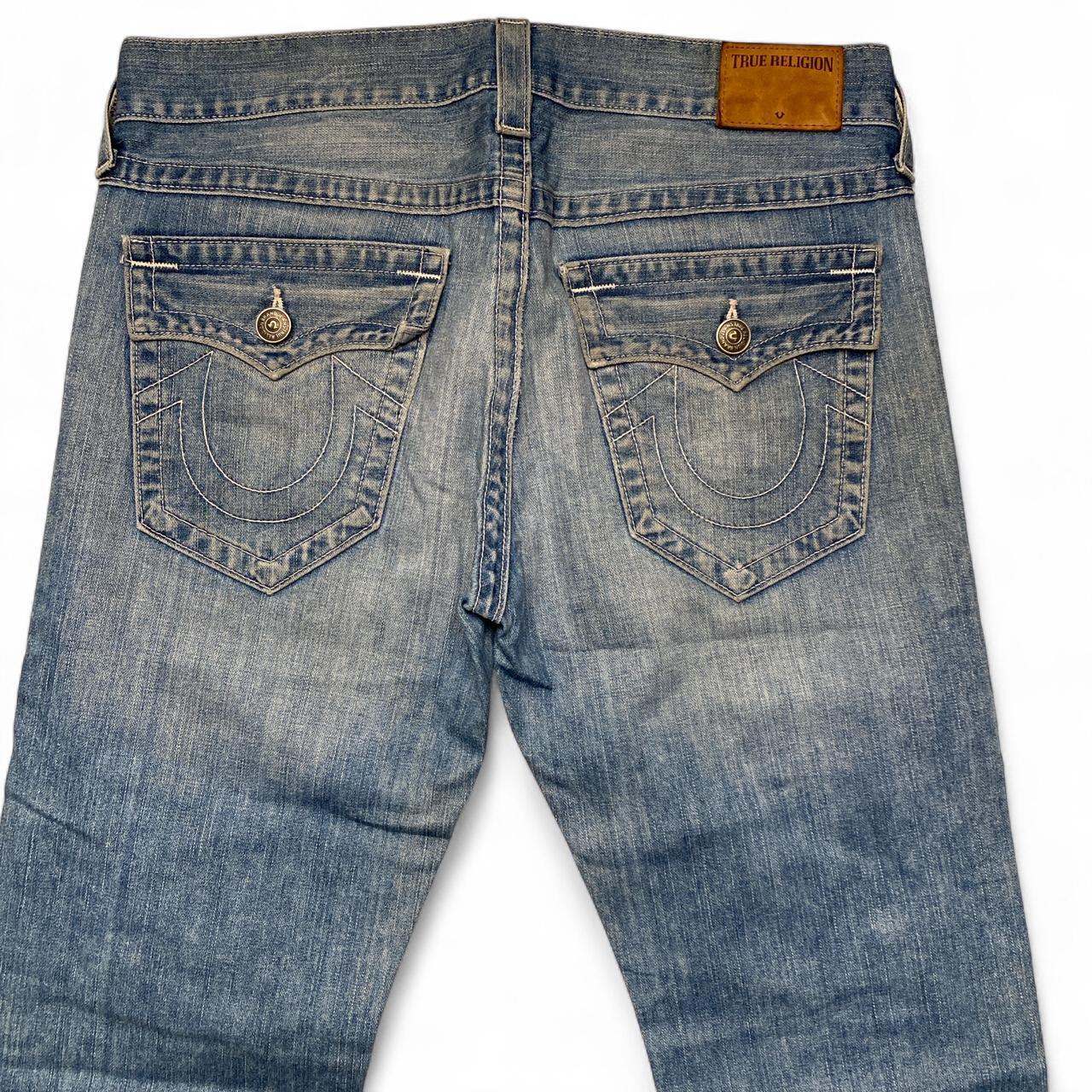 True Religion Ricky Light Blue and White Stitch Jeans (32W)