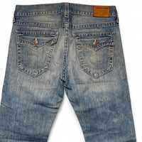 True Religion Ricky Light Blue and White Stitch Jeans (32W)