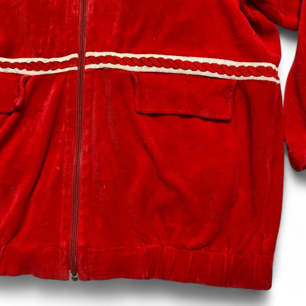 Yves Saint Laurent YSL Vintage 90’s Red and White Velour Tracksuit Jacket (M)