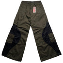 Criminal Damage Khaki Green and Black Baggy Cargo Parachute Combat Trousers (30W)