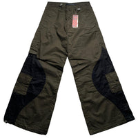 Criminal Damage Khaki Green and Black Baggy Cargo Parachute Combat Trousers (30W)