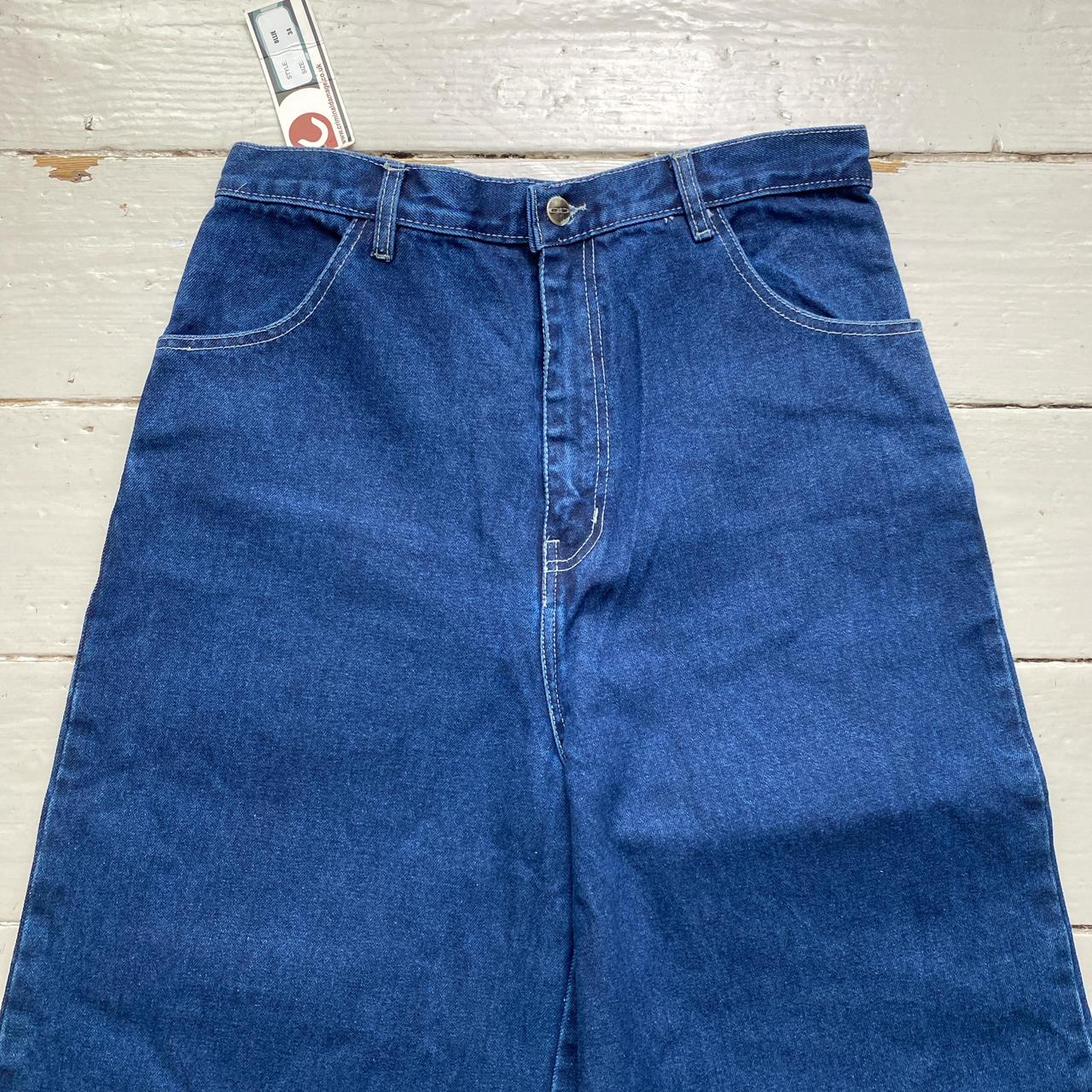 Criminal Damage Vintage Navy Baggy Cargo Carpenter Red Embroidery Jeans