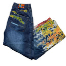 Outkast Clothing Vintage y2k Baggy Multi Rainbow Colour Prints Jeans (36W)