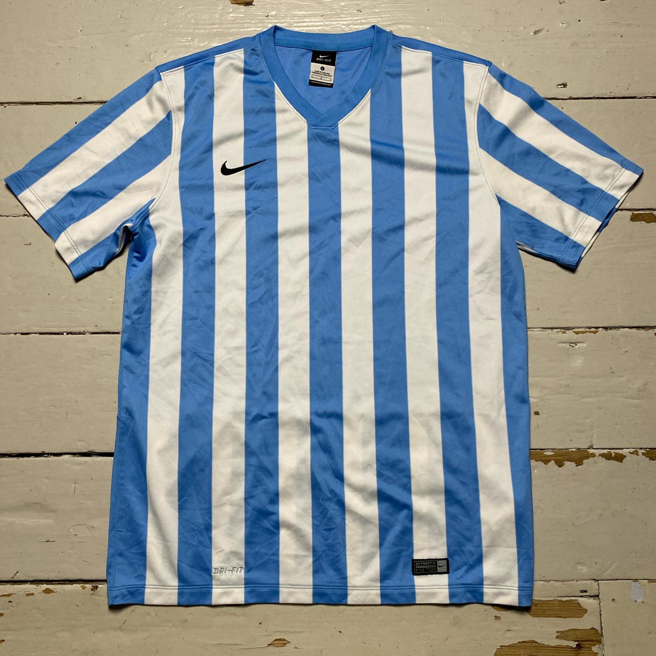 Nike Blue and White Stripe Football Jersey