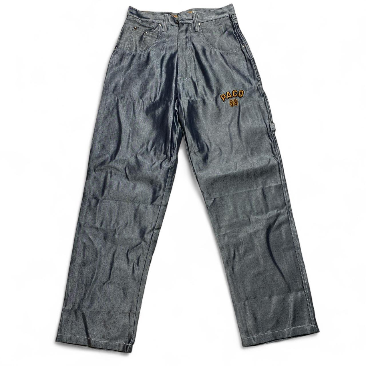 Paco Vintage 90’s Y2K Baggy Metallic Silver Shiny Denim Jeans