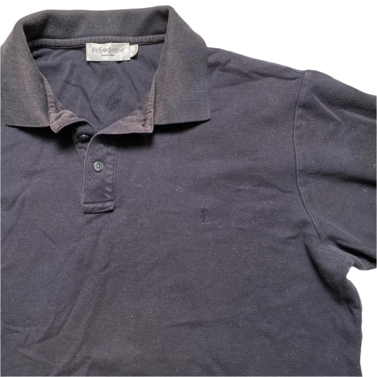 YSL Yves Saint Laurent Vintage Black Polo Shirt (L)