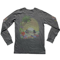 Stussy Hawaiian Motorbiker Girl Grey Floral Long Sleeve T Shirt (S)