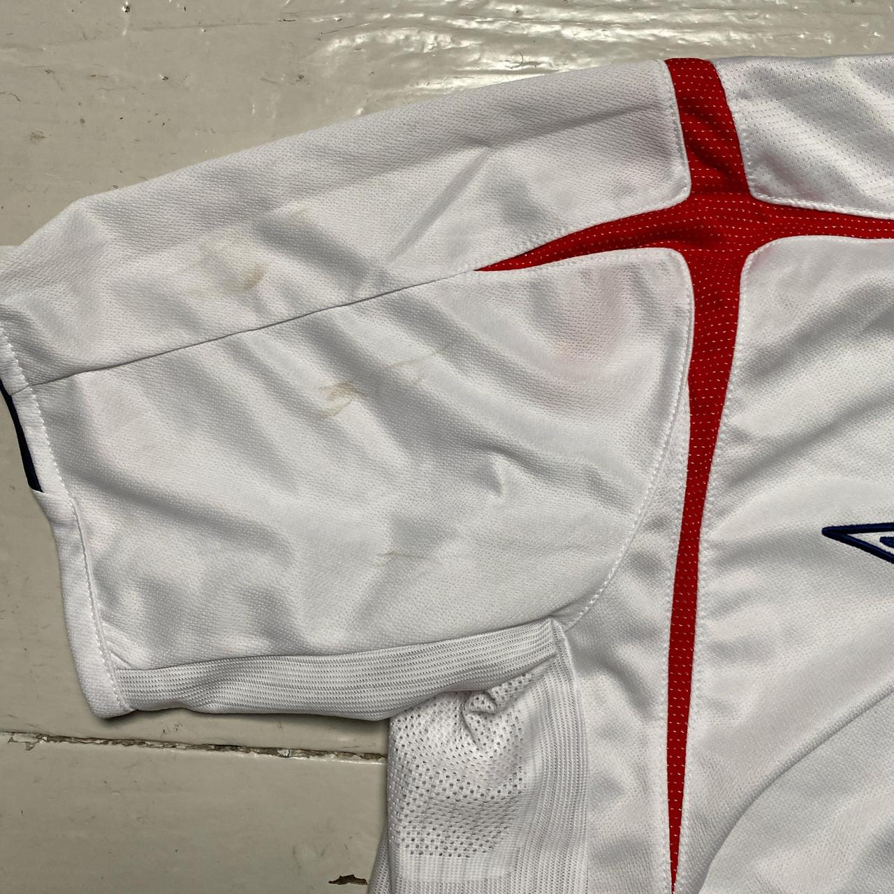 England Umbro Home White and Red Vintage 2005-2007 Football Jersey