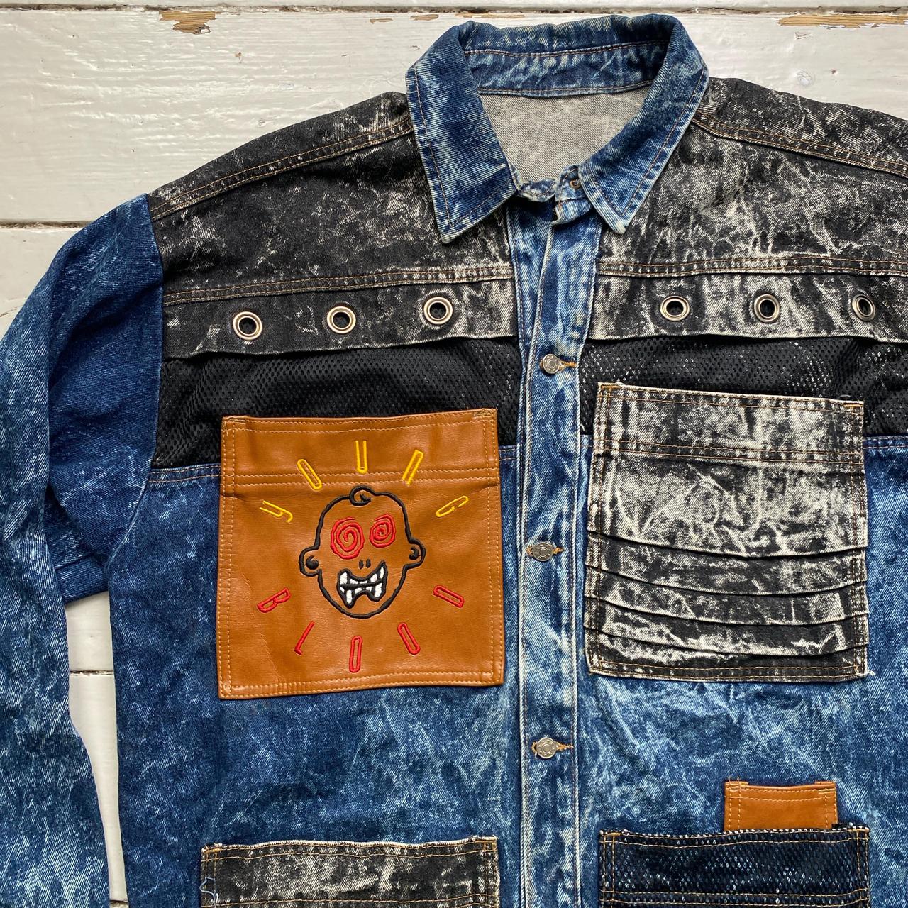 Young Blood Vintage 90’s Cartoon Embroidery Baggy Denim Jacket