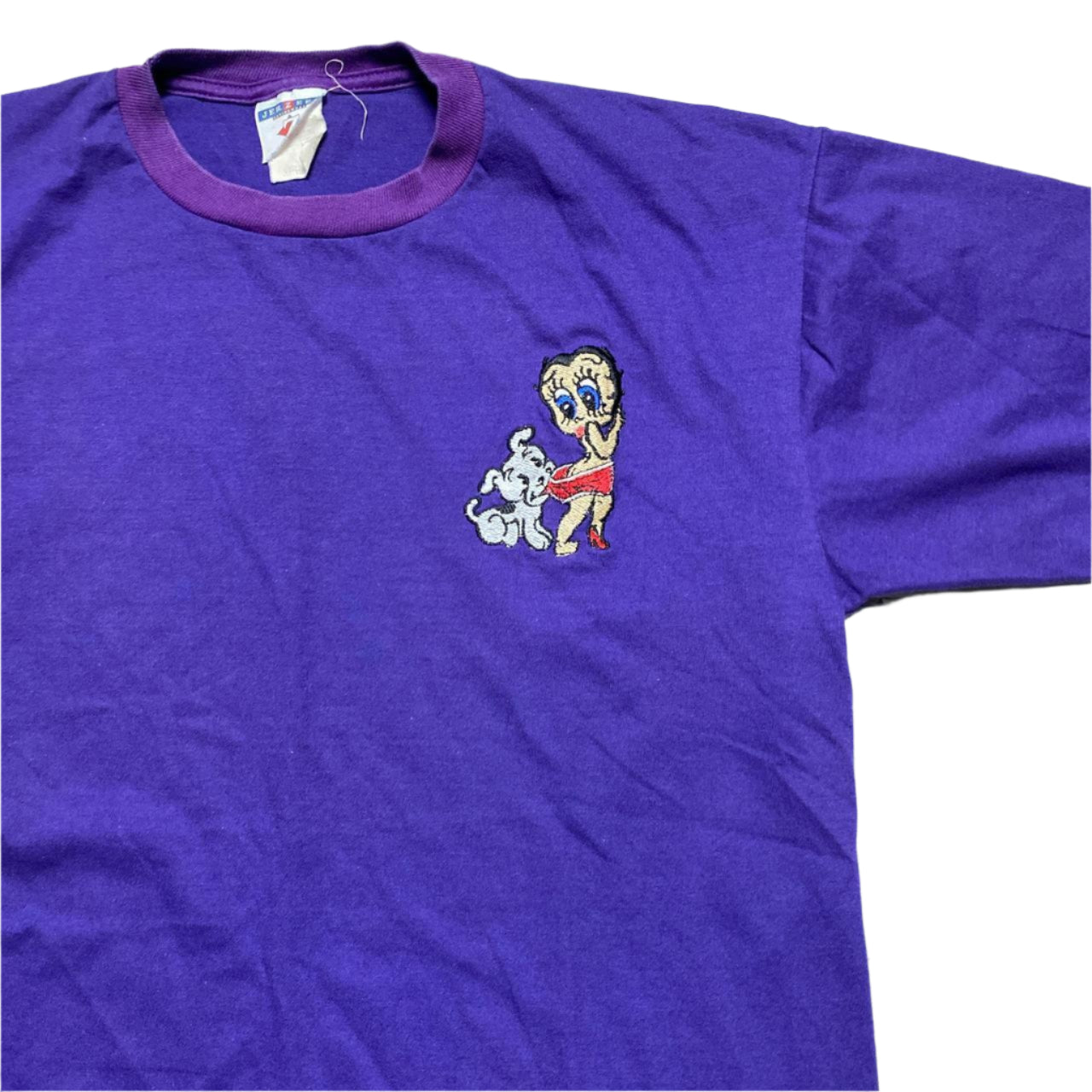 Betty Boop Embroidered Vintage Jerzees 90’s Purple T Shirt ((L)