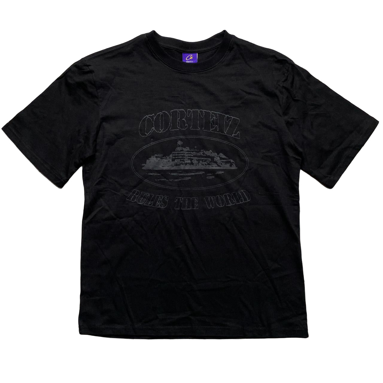 Corteiz Black on Black Alcatraz T Shirt (S)