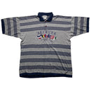 Iceberg Vintage 90’s Striped Grey and Navy Flags Polo Shirt (XL)