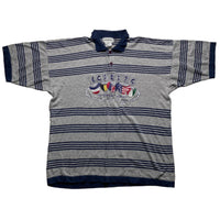 Iceberg Vintage 90’s Striped Grey and Navy Flags Polo Shirt (XL)