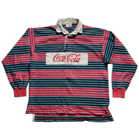 Coca Cola Vintage 90’s Striped Polo Long Sleeve Shirt (M)