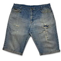 Yves Saint Laurent YSL Vintage Y2K Baggy Distressed Jorts Jean Shorts Light Blue (40W)