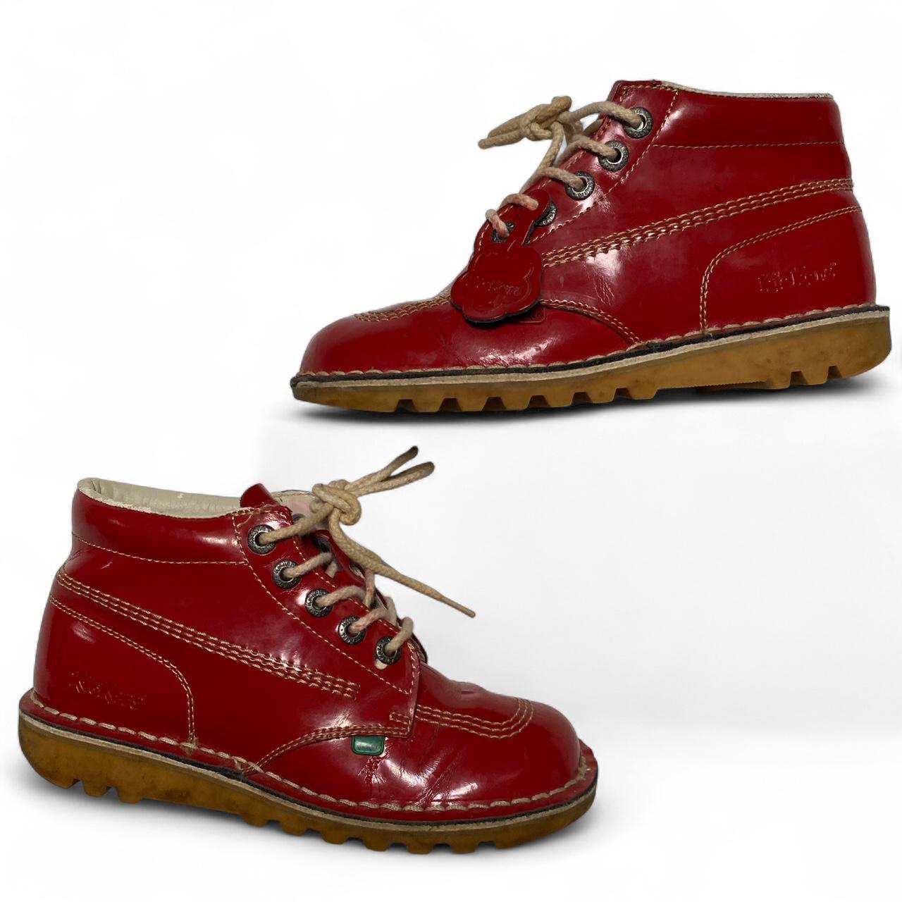 Kickers Red Patent Leather High Boot Shoes (UK 6)