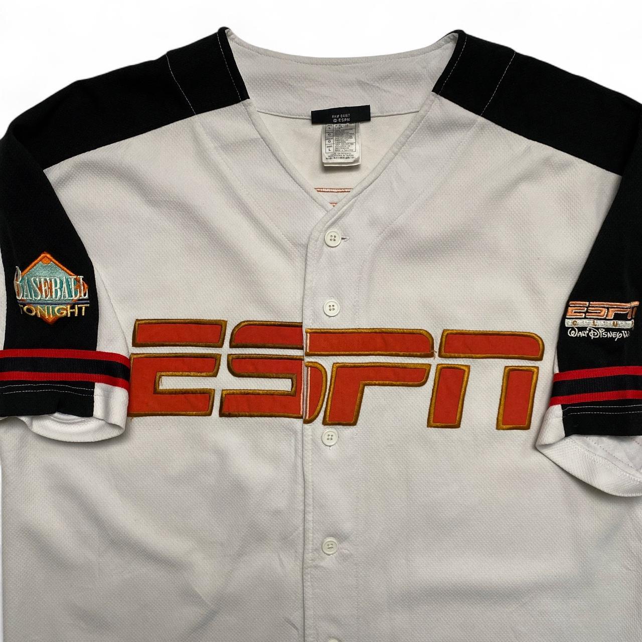 ESPN Baseball Vintage 90’s Y2K White Black and Orange Button Up Jersey (L)
