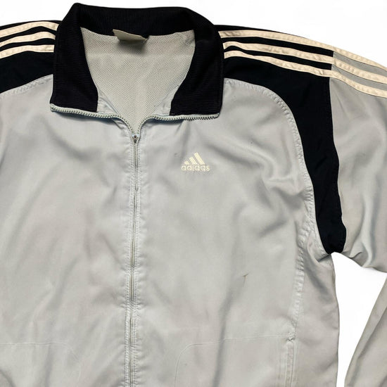 Adidas y2k Vintage Baby Blue Navy and White Nylon Shell Tracksuit Jacket (L)