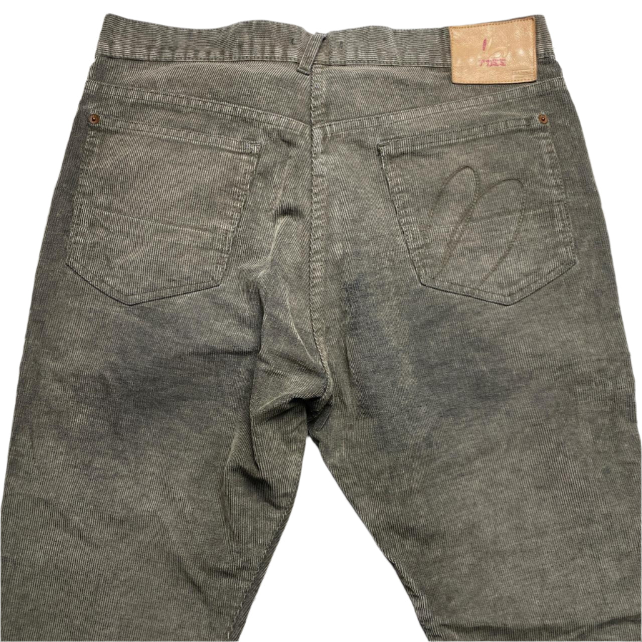 Paul Smith Red Ear Corduroy Baggy Khaki Olive Green Jeans (34W)