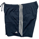 Adidas Navy and White Stripe Shell Shorts (XL)