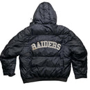 NFL Raiders Reebok Vintage Black Grey and White Puffer Jacket (XL)